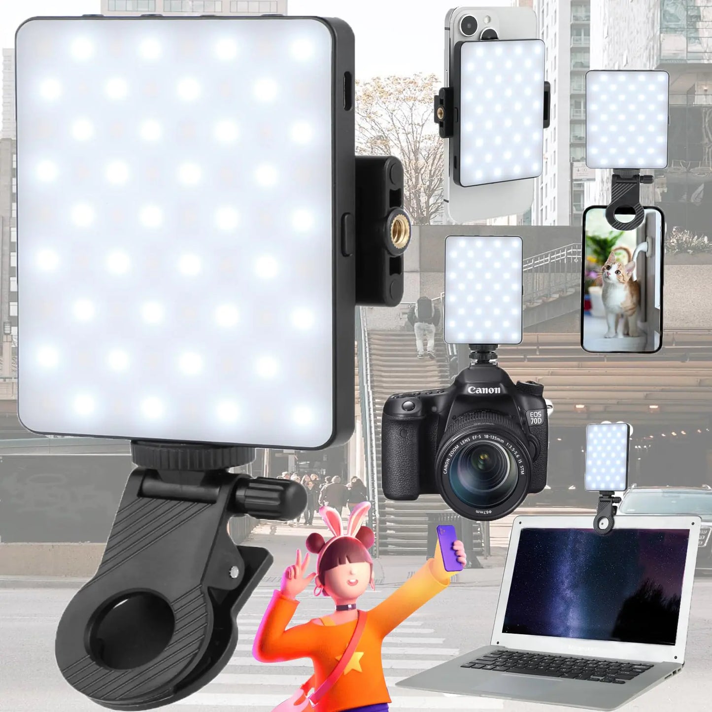 Selfie Light LED Selfie Light for Phone LED Portable Selfie Light Adjusted 3 Light Modes for Phone Camera Laptop iPad Light for Phone for Selfie Video Conference TikTok Vlog(Black(M15))