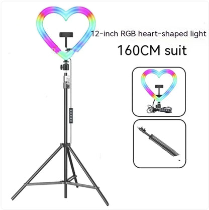 Colorful Ring Light with Makeup and Live Broadcast Stand