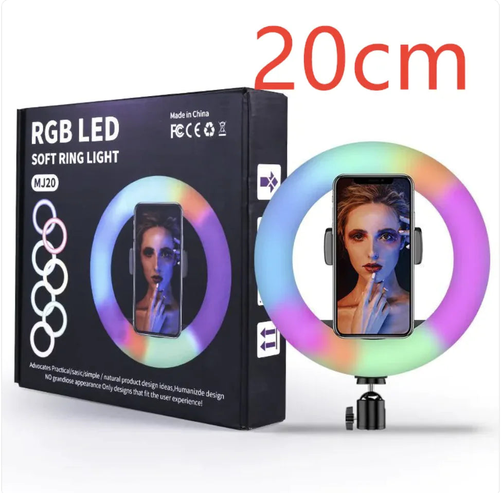 Colorful Ring Light with Makeup and Live Broadcast Stand