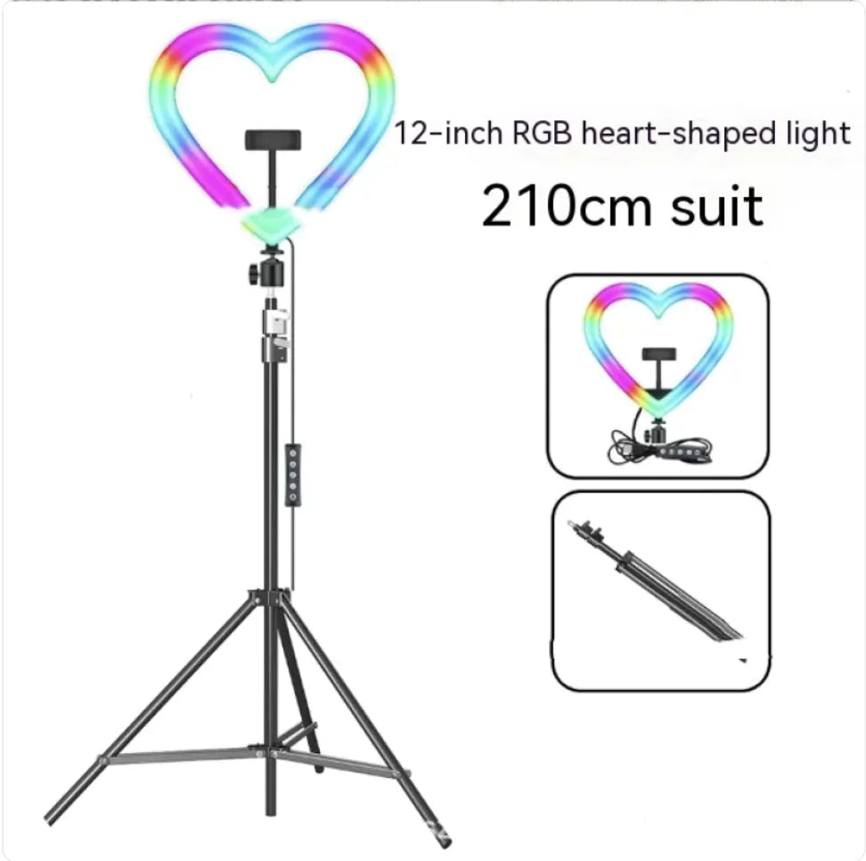 Colorful Ring Light with Makeup and Live Broadcast Stand