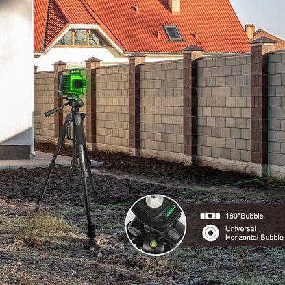 Huepar Adjustable Height Laser Level Tripod For Self leveling 57"/146cm with 3-Way Swivel Pan Head Quick Release Plate with 1/4"