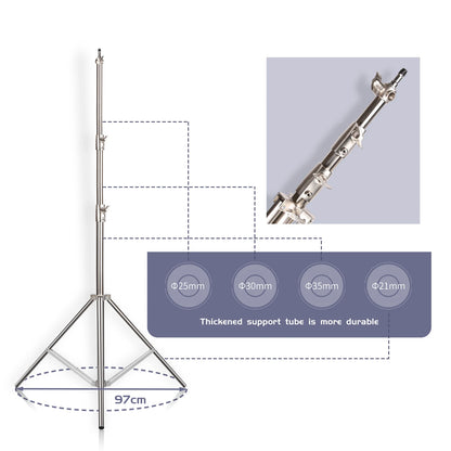SH 280cm Stainless Steel Light Stand Photography Stand for Photo Video Lighting Spring Cushioned Heavy Duty Stand Tripod