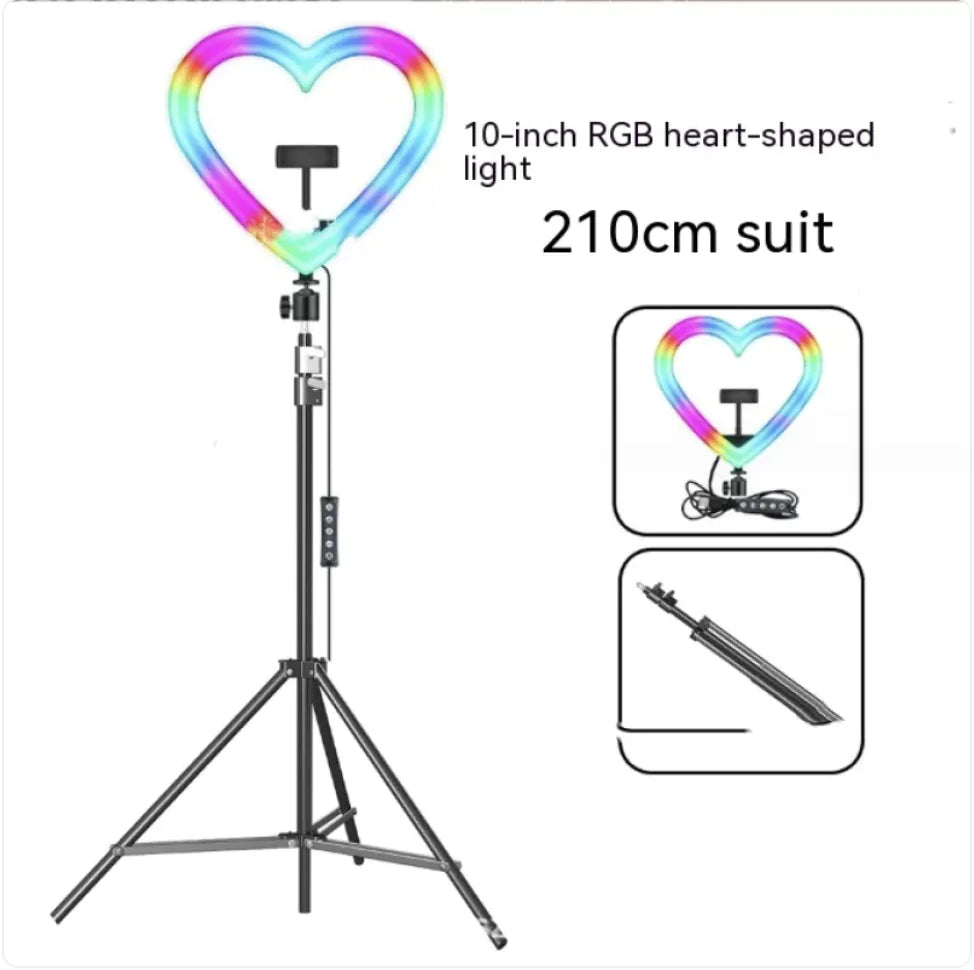 Colorful Ring Light with Makeup and Live Broadcast Stand