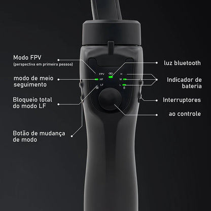 Gimbal Stabilizer for Smartphone Photography, 3-axis Anti-vibration, Portable Rechargeable Universal Tripod