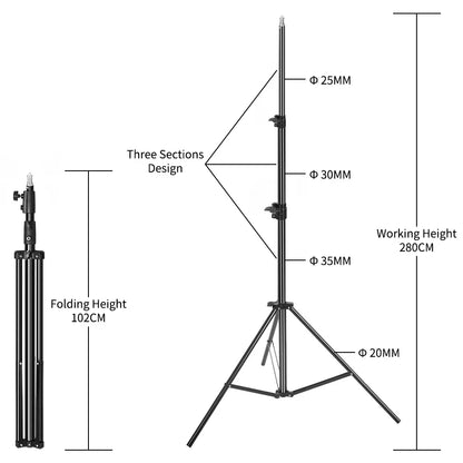 SH 280cm Stainless Steel Light Stand Photography Stand for Photo Video Lighting Spring Cushioned Heavy Duty Stand Tripod