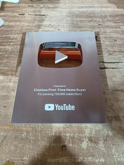 Gold customized name YouTube play button award plaque,custom YouTube award