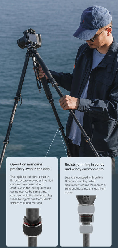 Ulanzi Falcam TreeRoot Quick Lock Travel Tripod M40 High Modulus Carbon Fiber with F38 Pro Quick Release Maximum Height 1552mm