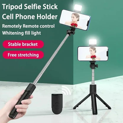 2025 Selfie Stick Telescopic Travel Handheld Tripod Portable Phone Stand [700mm] Bluetooth Remote Extendable Phone Tripod