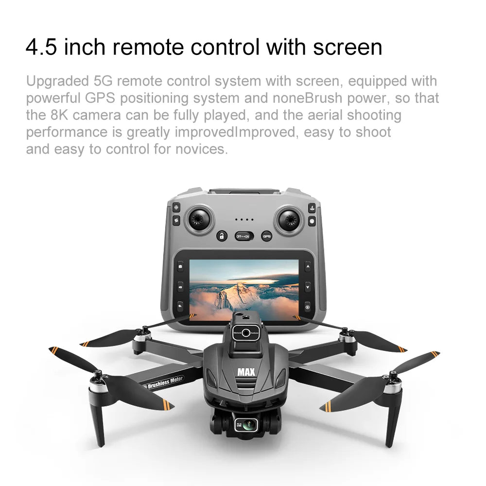 V168 Max Mini Drone Screen Ccontrol 8K HD Dual Cameras Remote 5G WIFI FPV Remote Control Portable Obstacle Avoidance Drone