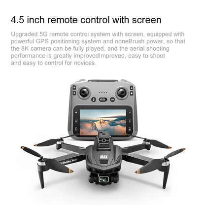 V168 Max Mini Drone Screen Ccontrol 8K HD Dual Cameras Remote 5G WIFI FPV Remote Control Portable Obstacle Avoidance Drone