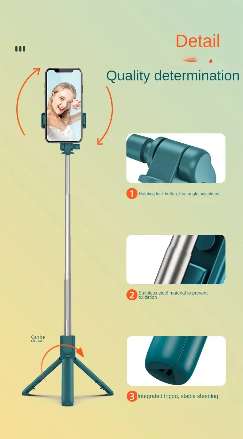 Bluetooth Telescopic Selfie Stick with Tripod - Universal Phone Holder for TikTok/YouTube Live & Photography‌ ‌