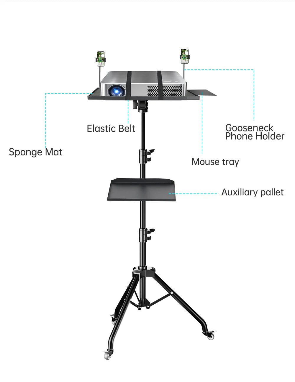 90/125/145cm Tray  Laptop Projector Tripod Stand Tripod Adjustable Height DJ Mixer Standing Desk Outdoor Computer Desk Stand