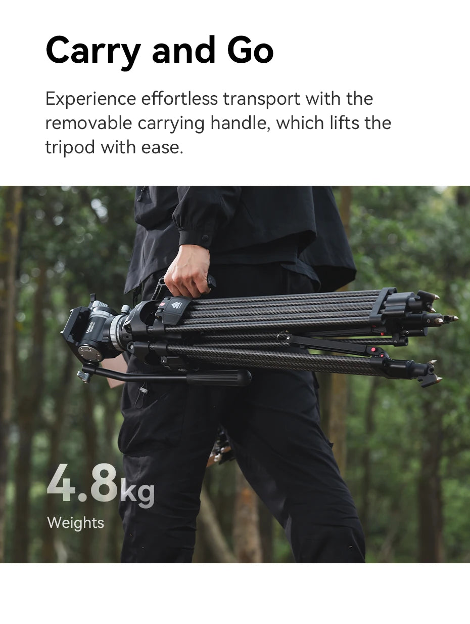 Ulanzi Video Fast Heavy Duty Carbon Fiber/Aluminum Tripod 10KG Load Capacity for Outdoor Photograph Professional Camera Tripod