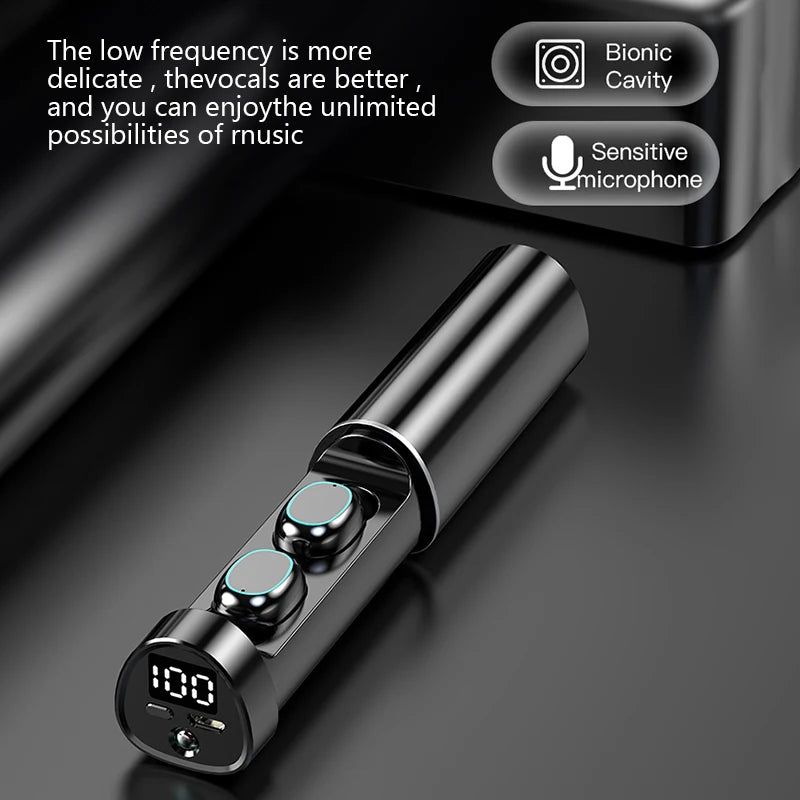 #TWS N21 Wireless Earphones Stereo Bass Earbuds LED Digital Display Headphones With Microphone Headsets Lights For Smartphone