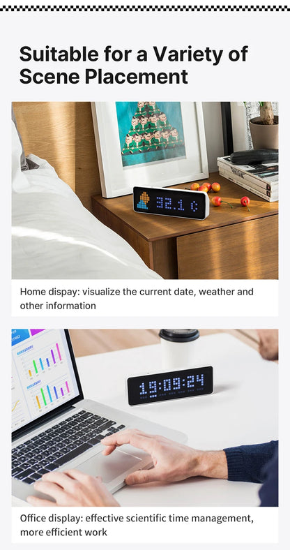 Ulanzi TC001 Smart Pixel Clock Youtube Followers Simultaneous Weather Forecast Function Pixelated Message Display