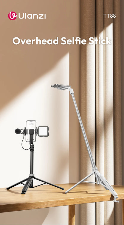 Ulanzi TT88 Overhead Selfie Stick 1.44M with MagSafe Clamp Photograph Tripod for Phone Livestreaming Vlog with Remote Control