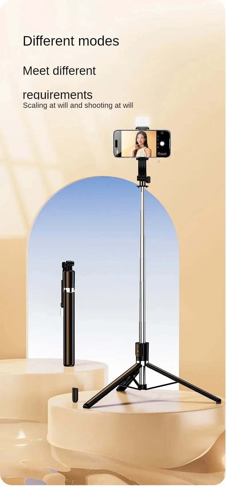 Bluetooth Telescopic Selfie Stick with Tripod - Universal Phone Holder for TikTok/YouTube Live & Photography‌ ‌