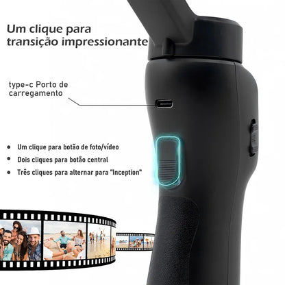 Gimbal Stabilizer for Smartphone Photography, 3-axis Anti-vibration, Portable Rechargeable Universal Tripod