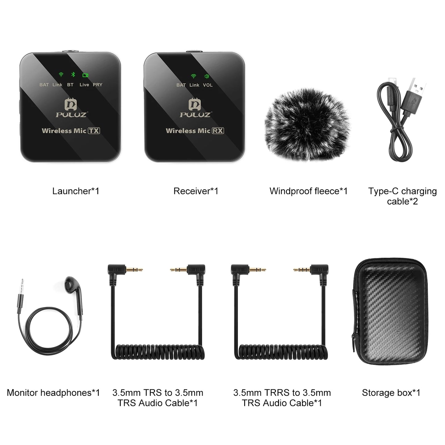 PULUZ Wireless Lavalier Microphone Live Broadcast YouTube Gaming Microphone For iphone/Android/3.5mm DSLR Camera Audio Recording