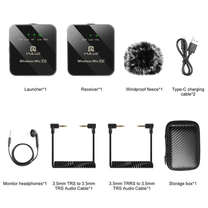 PULUZ Wireless Lavalier Microphone Live Broadcast YouTube Gaming Microphone For iphone/Android/3.5mm DSLR Camera Audio Recording