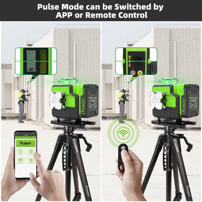 Huepar 4D 16-Line Self-Leveling Laser Level with Green Beam,Remote,Receiver/Tripod,High Precision Leveling Tool for Construction
