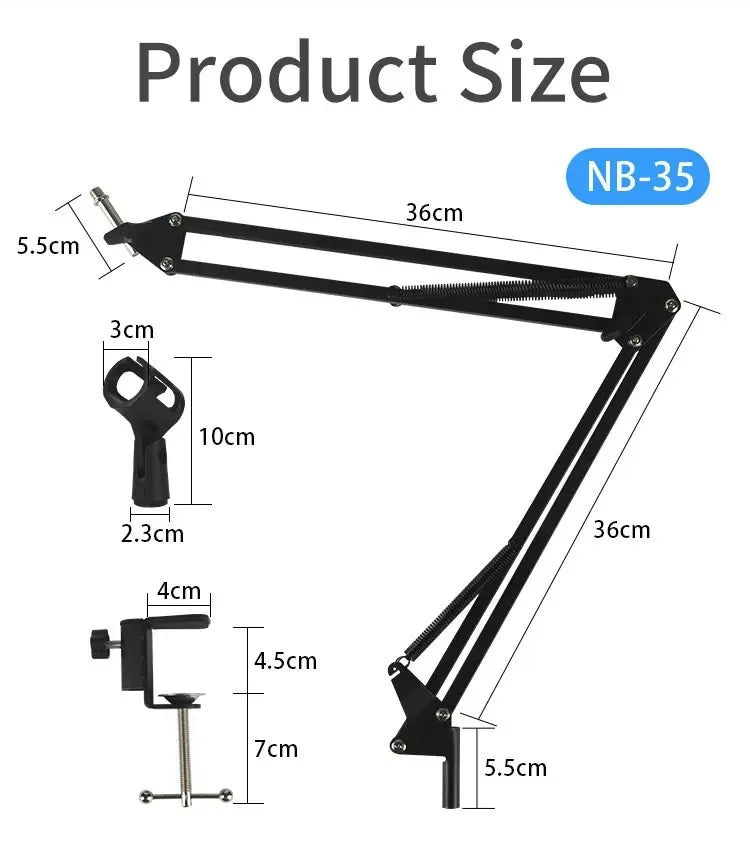 Professional Flexible Desktop Microphone Hanging Adjustable Boom Scissor Arm Stand for Podcast Streaming Youtube