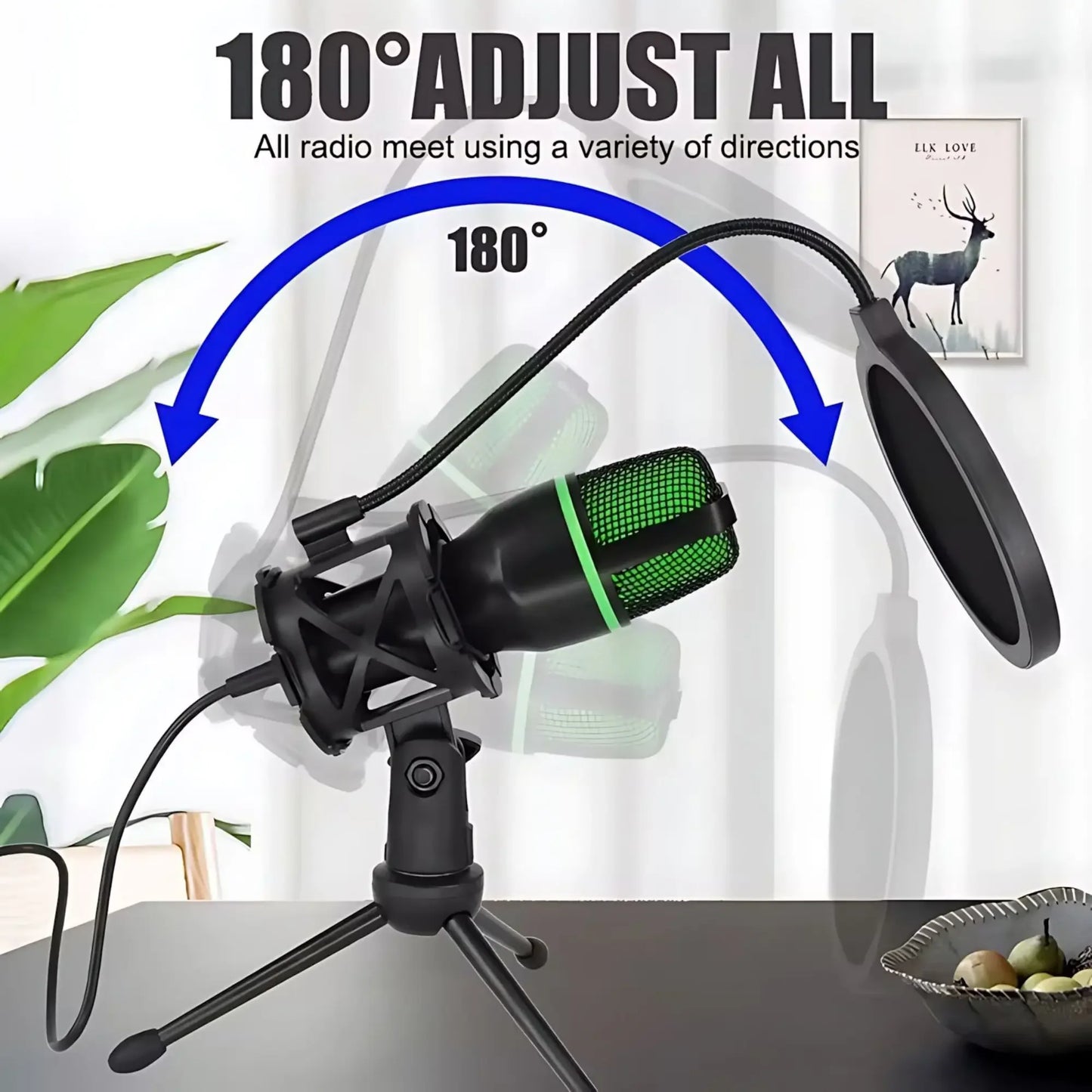 Professional Condenser Microphone Kit, RGB Lighting & Tripod Stand, Perfect for Streaming, YouTube, Podcasts & Recording