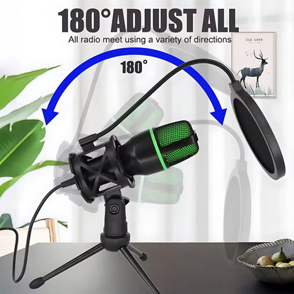 Professional Condenser Microphone Kit, RGB Lighting & Tripod Stand, Perfect for Streaming, YouTube, Podcasts & Recording