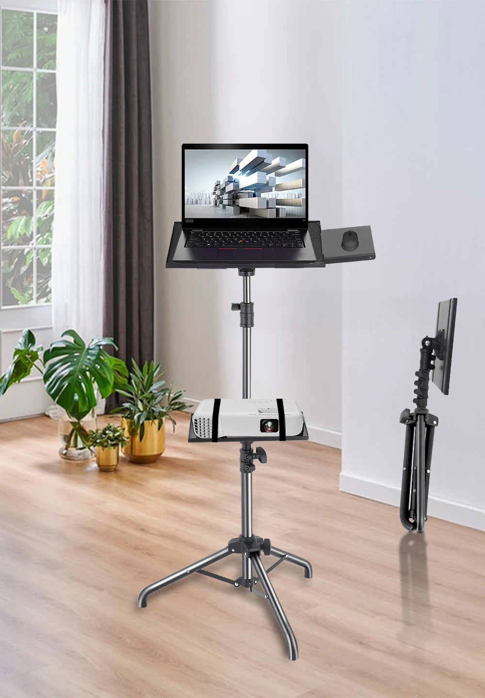 90/125/145cm Tray  Laptop Projector Tripod Stand Tripod Adjustable Height DJ Mixer Standing Desk Outdoor Computer Desk Stand