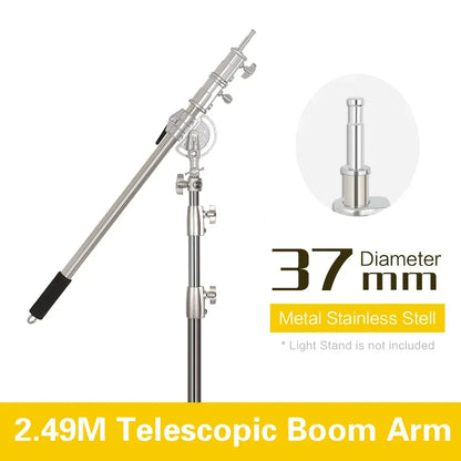 SH 280cm Stainless Steel Light Stand Photography Stand for Photo Video Lighting Spring Cushioned Heavy Duty Stand Tripod