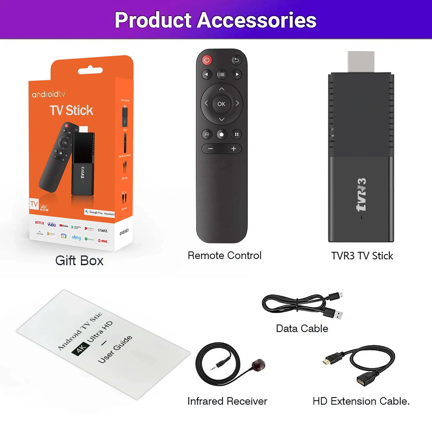 HOT Android TV Stick Smart 4K Home theater TVR3 AllwinnerH313 Netflix YouTube 2.4G/5G WIFI Youtube Player 1GB 8GB Set Top Box