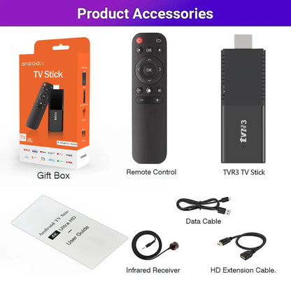 HOT Android TV Stick Smart 4K Home theater TVR3 AllwinnerH313 Netflix YouTube 2.4G/5G WIFI Youtube Player 1GB 8GB Set Top Box