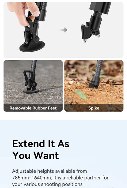 Ulanzi Video Fast Heavy Duty Carbon Fiber/Aluminum Tripod 10KG Load Capacity for Outdoor Photograph Professional Camera Tripod