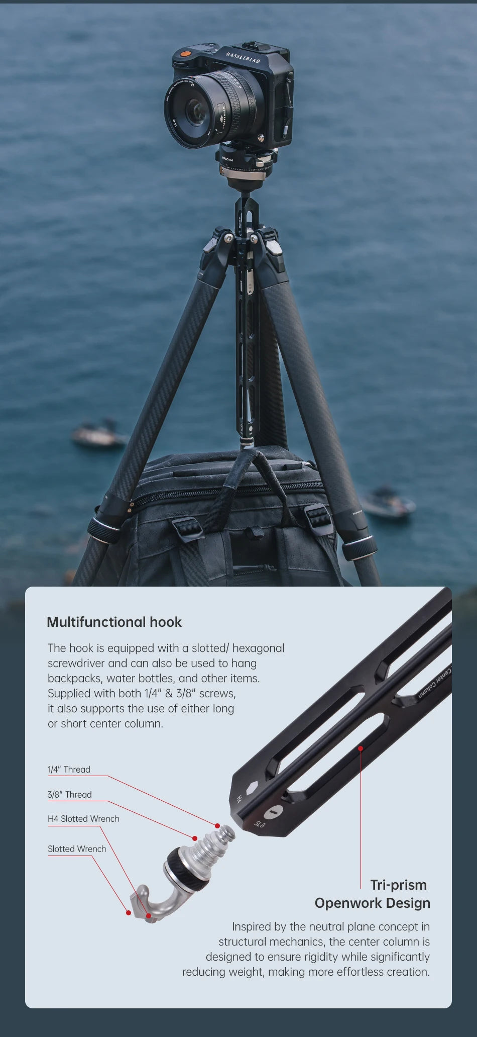 Ulanzi Falcam TreeRoot Quick Lock Travel Tripod M40 High Modulus Carbon Fiber with F38 Pro Quick Release Maximum Height 1552mm