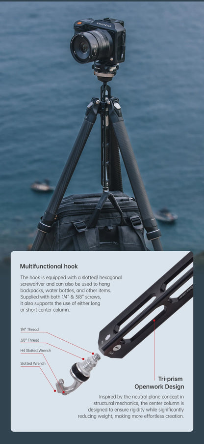 Ulanzi Falcam TreeRoot Quick Lock Travel Tripod M40 High Modulus Carbon Fiber with F38 Pro Quick Release Maximum Height 1552mm