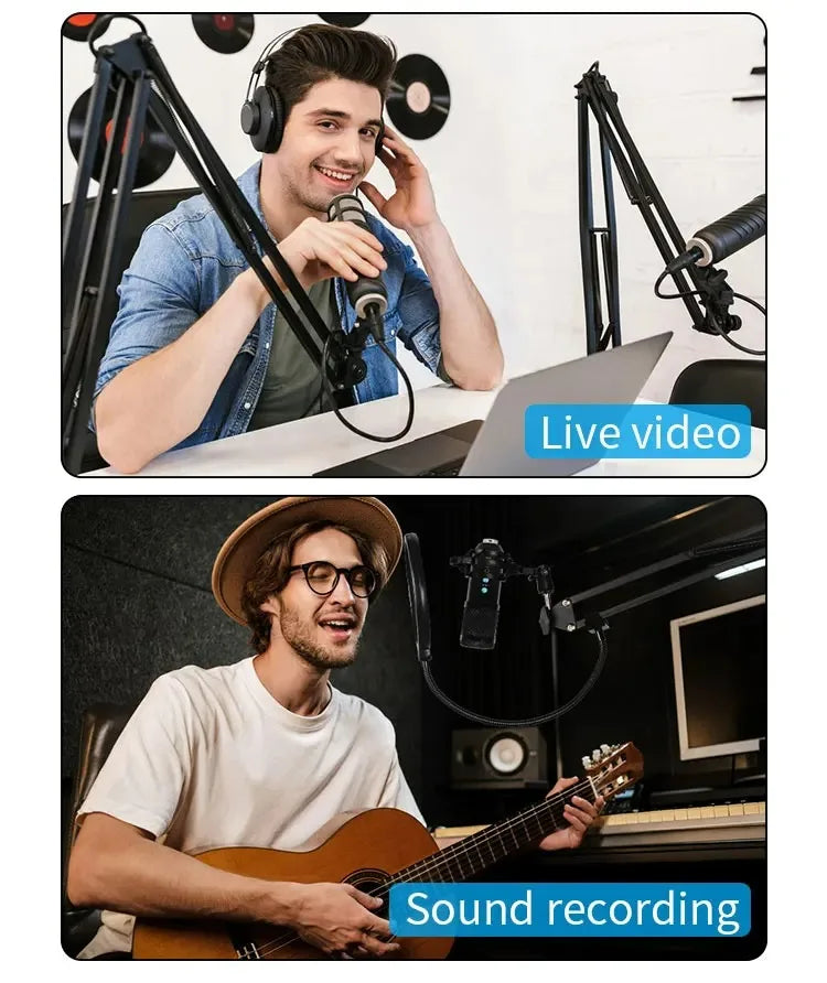 Professional Flexible Desktop Microphone Hanging Adjustable Boom Scissor Arm Stand for Podcast Streaming Youtube