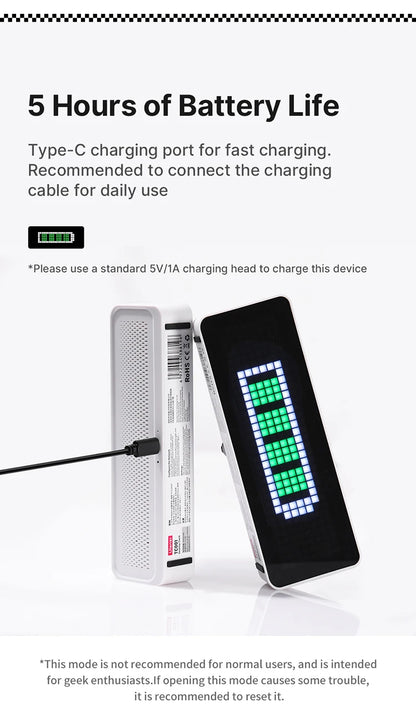 Ulanzi TC001 Smart Pixel Clock Youtube Followers Simultaneous Weather Forecast Function Pixelated Message Display