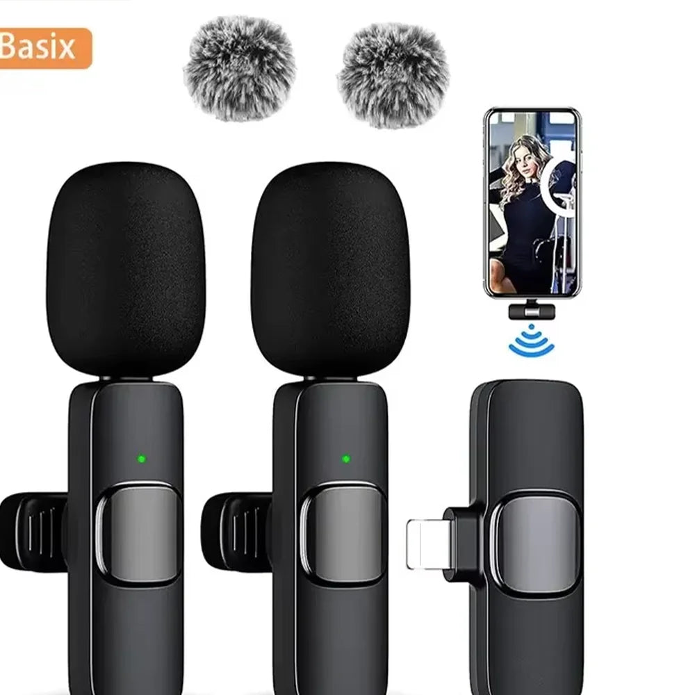 Wireless Lavalier Microphone Mini Replaceable Windproof Wool Microphone for iPhone16 Shoot vlog YouTube Audio Recording