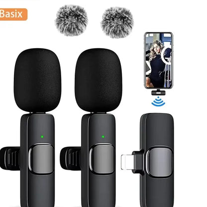 Wireless Lavalier Microphone Mini Replaceable Windproof Wool Microphone for iPhone16 Shoot vlog YouTube Audio Recording