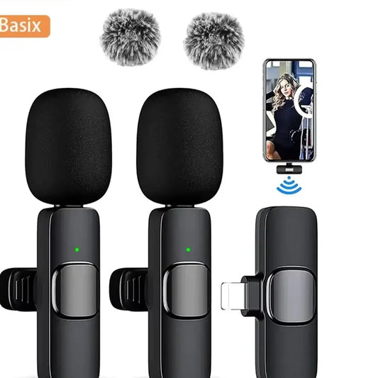 Wireless Lavalier Microphone Mini Replaceable Windproof Wool Microphone for iPhone16 Shoot vlog YouTube Audio Recording