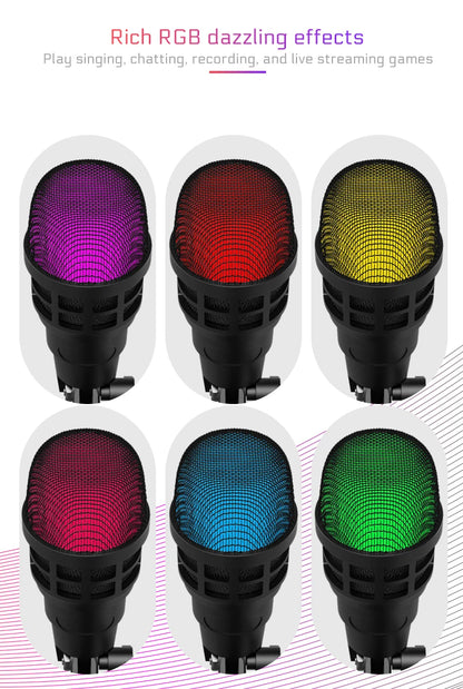 Professional USB Studio RGB Microphone For PC Streaming, Game, YouTube Video, Singing