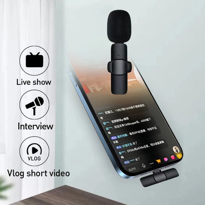 Wireless Lavalier Microphone Mini Replaceable Windproof Wool Microphone for iPhone16 Shoot vlog YouTube Audio Recording