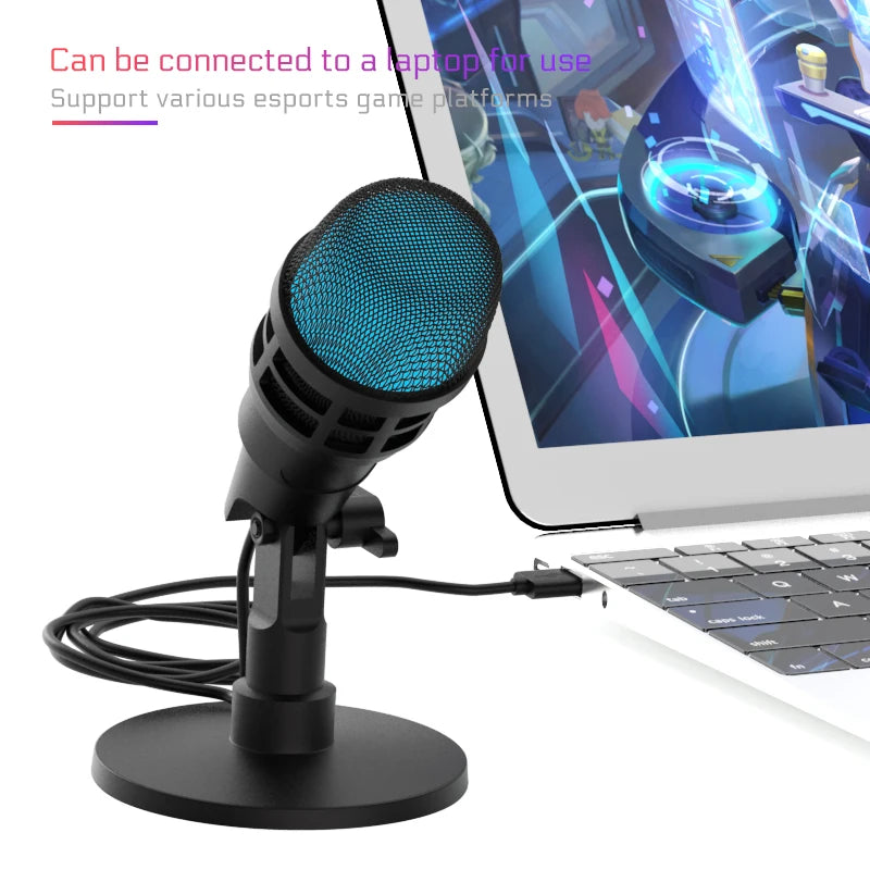 Professional USB Studio RGB Microphone For PC Streaming, Game, YouTube Video, Singing