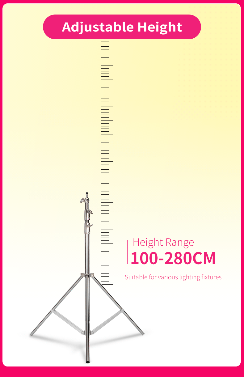 280cm Air Pressure Tripod Bearing 10kg for Camera Stainless Steel Light Stand For Ring Light Live Youtube and Photography Soft