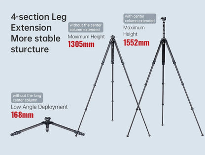 Ulanzi Falcam TreeRoot Quick Lock Travel Tripod M40 High Modulus Carbon Fiber with F38 Pro Quick Release Maximum Height 1552mm