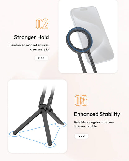 Ulanzi MA30 Carabiner-Mounted Phone Tripod Horizontal Vertical Dual-sided Magnetic Phone Holder for Vlog Live Streaming Online