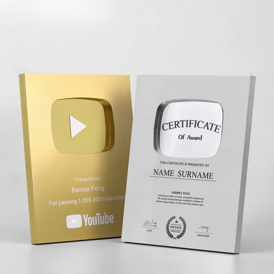YouTube Play Button Silver Gold YouTube Medal Wall Decoration Internet Celebrity