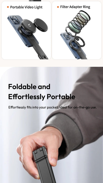 Ulanzi MA30 Carabiner-Mounted Phone Tripod Horizontal Vertical Dual-sided Magnetic Phone Holder for Vlog Live Streaming Online