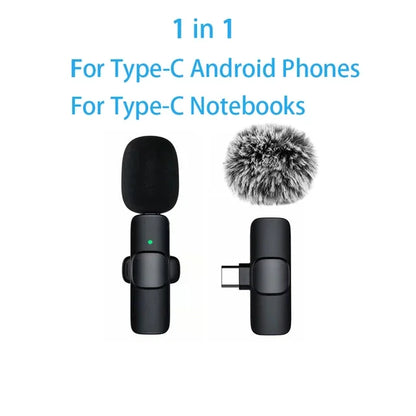 Wireless Lavalier Microphone Mini Replaceable Windproof Wool Microphone for iPhone16 Shoot vlog YouTube Audio Recording