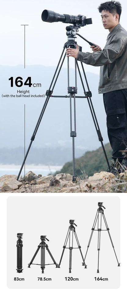 Ulanzi Video Fast Heavy Duty Carbon Fiber/Aluminum Tripod 10KG Load Capacity for Outdoor Photograph Professional Camera Tripod